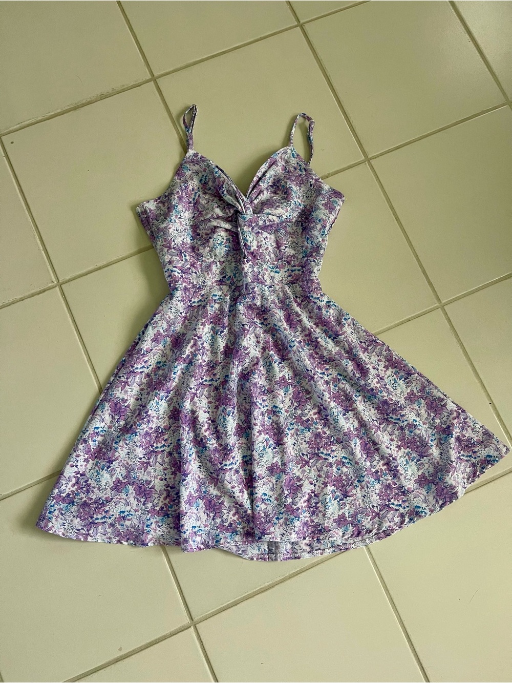 Floerns Floral Tie-Front Sundress in Lavender SM